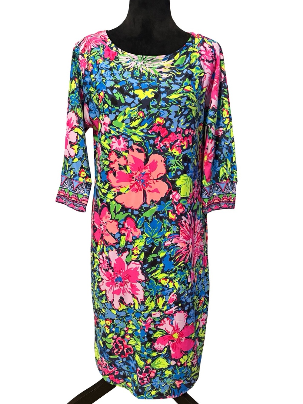 Lilly Pulitzer Neon Floral Scoop-Neck Shift Dress NWOT Size M